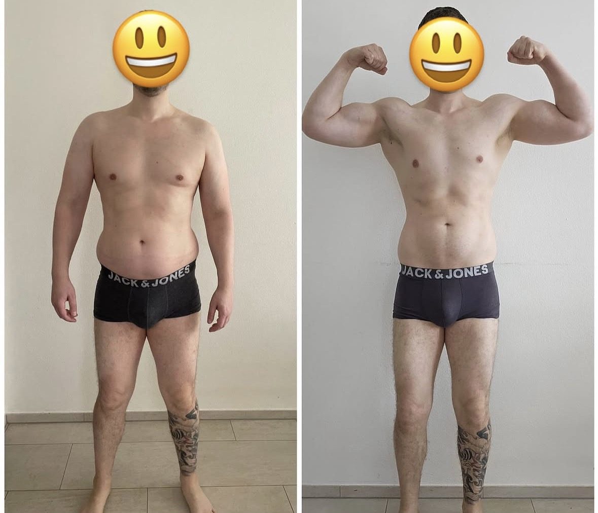 Shaun Gray before and after fat loss and body recomposition with Lean Bodies